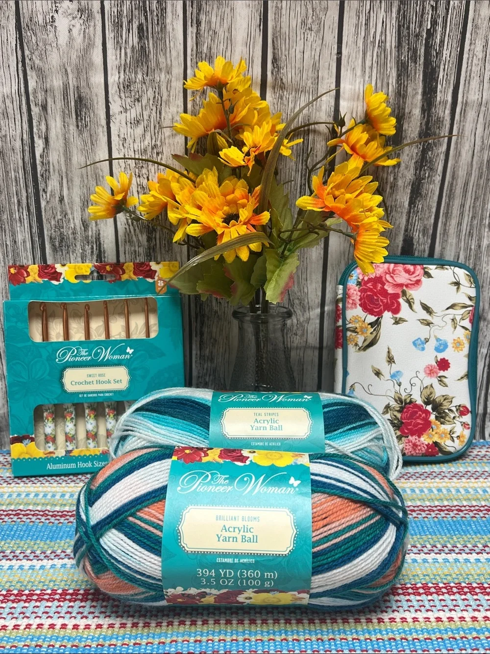 The Pioneer Woman Sweet Rose Crochet hooks and yarn set